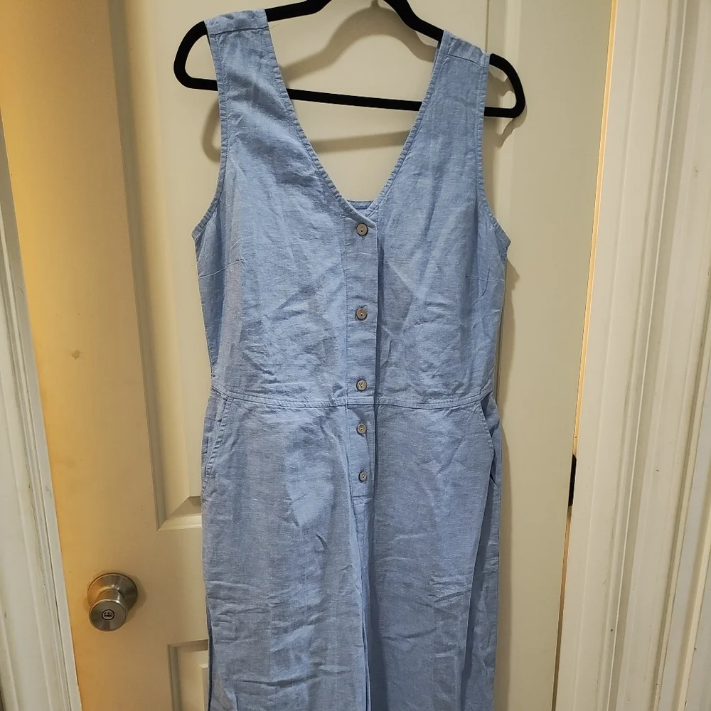 Carve Designs Blue Sleeveless V-Neck Pantsuit - Picture 1 of 6